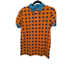Lyle & Scott Jonathan Saunders Orange Polka Dot Polo Shirt 100% Cotton Short Sle